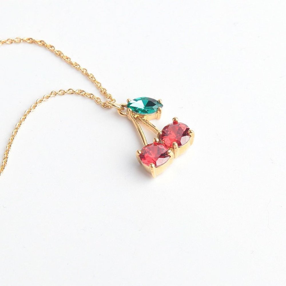 kate spade Gold Cherry Earrings with Red and Green Stones